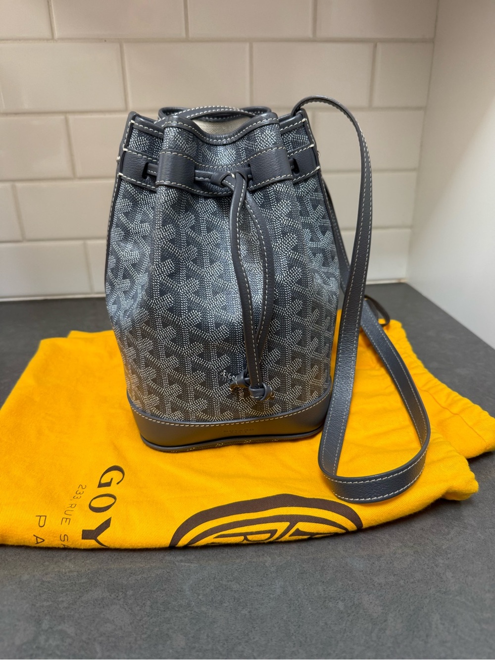Goyard Petit Flot PM Bucket Gray Shoulder Bag Top Handle